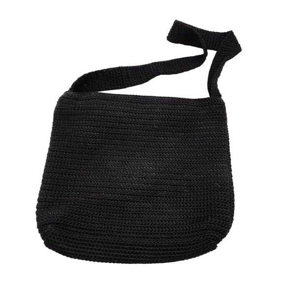 The SAK Crossbody Hobo Bag Black Crochet Eco Materials 12x10 inches - Picture 2 of 4